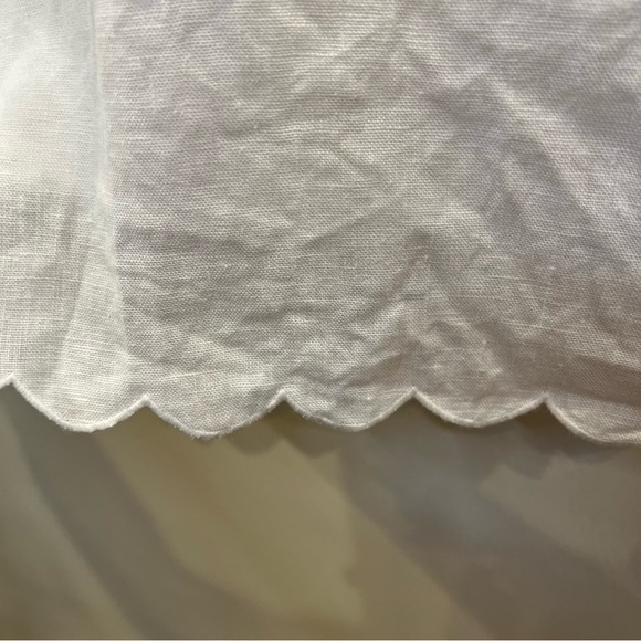 Reformation White 100% Linen Midi Skirt Size 6 Fully Lined Scallop Hem Summer - Picture 7 of 13